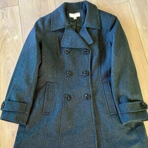 Classic & Stylish Anne Klein Charcoal Gray Double Breated Coat